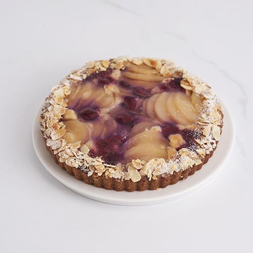 Mrs Jones The Baker has a delicious range of whole cakes including the pear and raspberry frangipan tart
